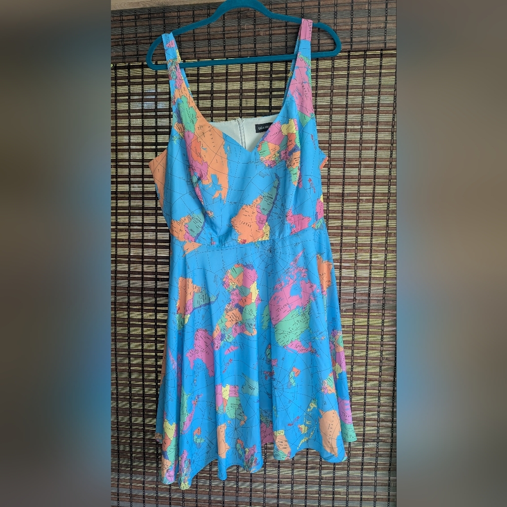 Map Print Fit and Flare Dress